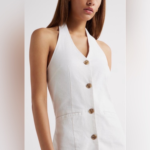 Stylish White Button-Front Mini Dress by Open Edit - Picture 5 of 8